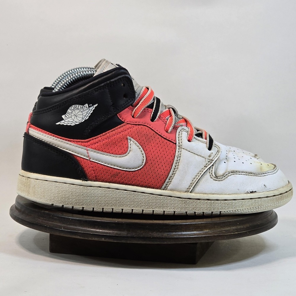 Air Jordan 1 Mid Shoes Youth Size 5.5Y Black White Red FB4417-016 Retro OG